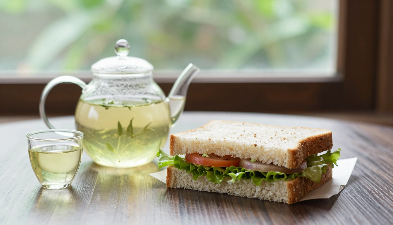 Illustration of a casual tea-cafe lunch