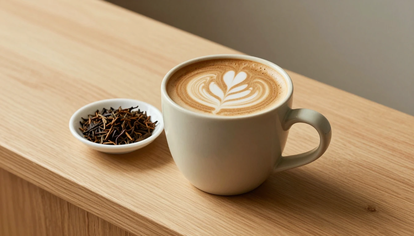 Illustration of a hojicha cafe drink