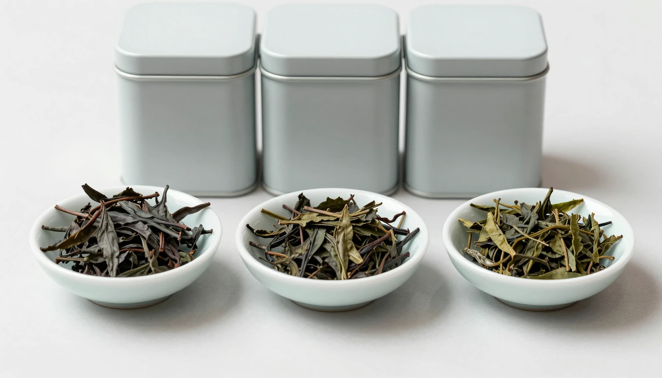 Illustration of loose-leaf tea arranged for comparison