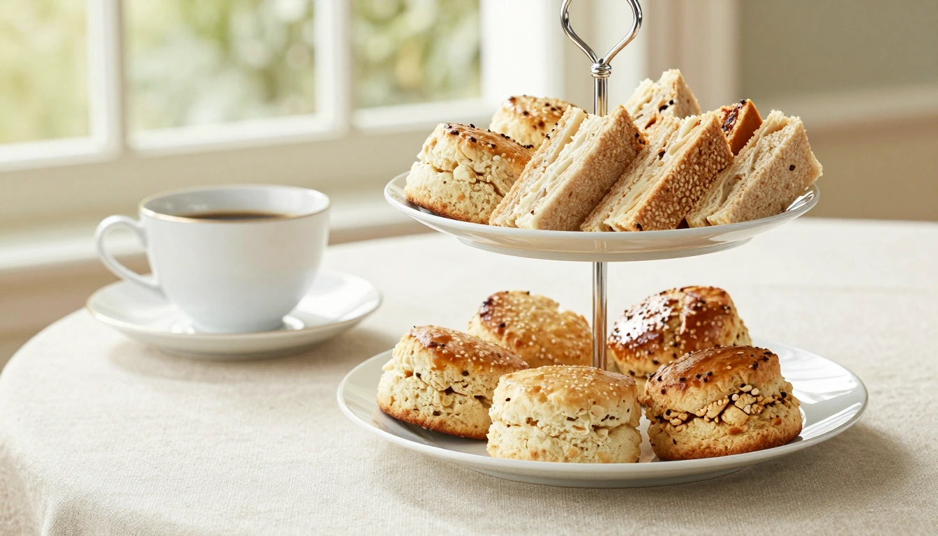 Illustration of scones, sandwiches and a pot of afternoon tea